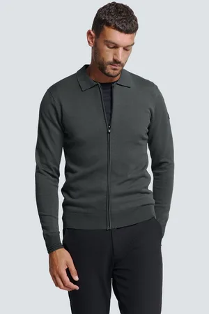 No Excess Rundhalspullover Polokragen-Cardigan