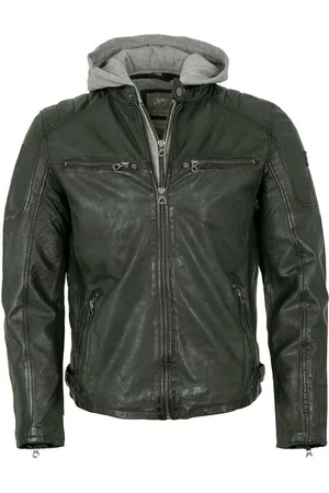 Mauritius Lederjacke GMRayco - Herren Lederjacke Kapuze Lammnappa dunkelgrün - Verkäufer: Lederjacken24