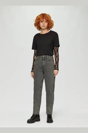 QS by s.Oliver 7/8-Hose Ankle-Jeans Mom / Relaxed Fit / High Rise / Tapered Leg / Überfärbt Garment Dye - Verkäufer: s.Oliver