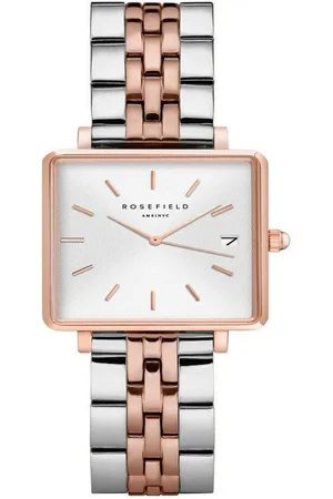 ROSEFIELD Quarzuhr Damenuhr Boxy XS Silber Rosegold Bicolor eckig QMWSSR-Q024 - Verkäufer: JUWELSTORE.de