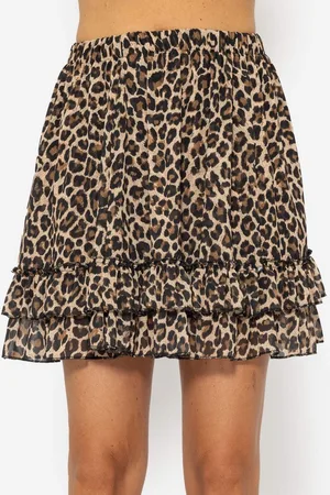 SASSYCLASSY Rüschenrock Mini Rock Damen mit Rüschen und Leo Print A-Linien-Rock mit Gummibund Volantsrock mit Print Made in Italy - Verkäufer:
