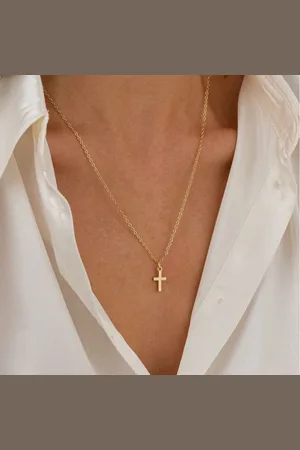 Golden Kreuzkette Kleine Kreuz Halskette, 14K Gold Christian Kreuz Anhänger Halskette - Verkäufer: Touch GmbH