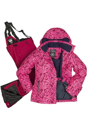 Killtec Skianzug Mädchen Skijacke pink gemustert + Skihose bordeaux, verschweißte Nähte - Verkäufer: anndora