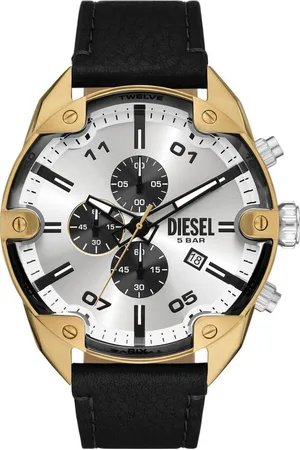Diesel Chronograph SPIKED DZ4671, Armbanduhr, Herrenuhr, Lederarmband, analog, Tag, Stoppfunktion
