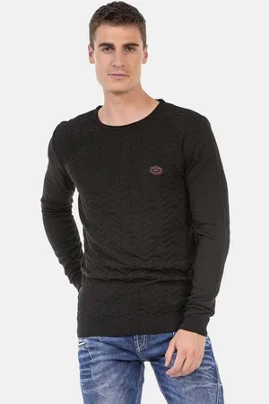 Cipo & Baxx Rundhalspullover Pullover mit Zopfmuster, CP240