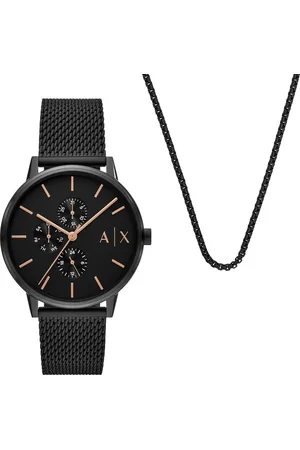 Armani Exchange Multifunktionsuhr AX7162SET, (Set, 2-tlg., mit Kette), Armbanduhr, Herrenuhr, Edelstahlarmband, Ideal auch als Geschenk