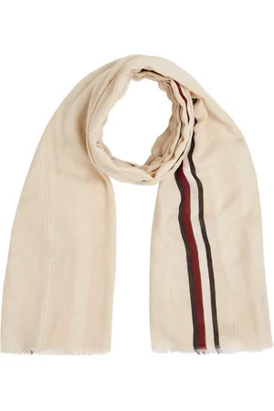 Tommy Hilfiger Schal ESSENTIAL FLAG SCARF, transparente Struktur, leicht fransig