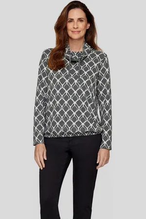 Rabe Sweatjacke Sweatshirt mit grafischem Muster und Stehkragen
