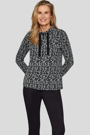 Rabe Sweatjacke Sweatshirt mit Stehkragen und Schwarz- -Print