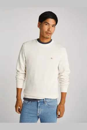 Calvin Klein Langarmshirt WOVEN LABEL WAFFLE LS TEE Logodruck