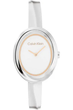 Calvin Klein Quarzuhr TWISTED BEZEL BANGLE 25100055, Armbanduhr, Damenuhr, Edelstahlarmband, analog