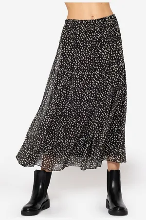 SASSYCLASSY Midirock Eleganter Midi Rock Damen aus Chiffon Faltenrock lang in A-Linie, Chiffonrock mit Punktmuster - Verkäufer:
