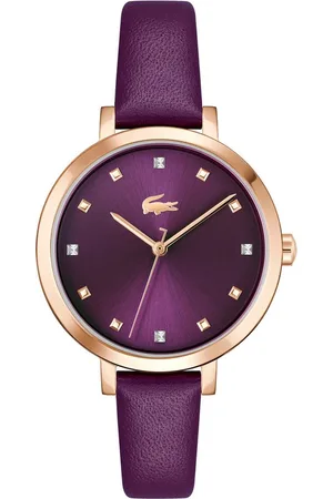 Lacoste Quarzuhr RIGA 2001399, Armbanduhr, Damenuhr, Lederarmband, analog, Glaskristalle