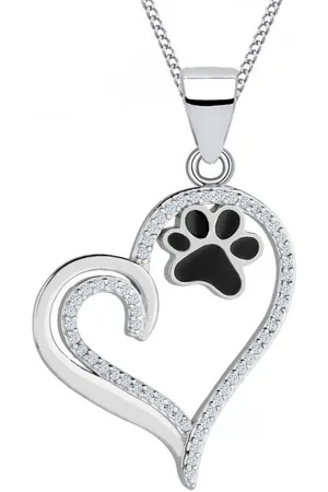 Goldene Hufeisen Kette mit Anhänger Halskette Damen Pfote Herz Anhänger Kette 925 Silber, 925 Sterling Silber mit Zirkonia, Silberschmuck für Damen - Verkäufer: