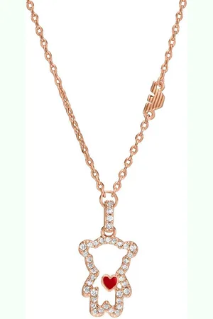 Emporio Armani Kette mit Anhänger Schmuck Geschenk Metall Halskette Teddy mit Herz, EGS3162221, mit Zirkonia (synth)