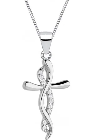 Goldene Hufeisen Kreuzkette Unendlichkeit Kreuz Kette 925 Silber mit Zirkonia, 925 Sterling Silber mit Zirkonia, Silberschmuck für Kinder - Verkäufer: