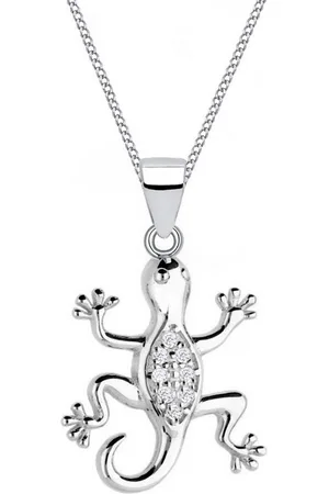 Goldene Hufeisen Kette mit Anhänger Halskette Silber Eidechse Anhänger mit Kette 925 Zirkonia Tierkette, 925 Sterling Silber Silberschmuck für Damen, mit Zirkonia - Verkäufer: