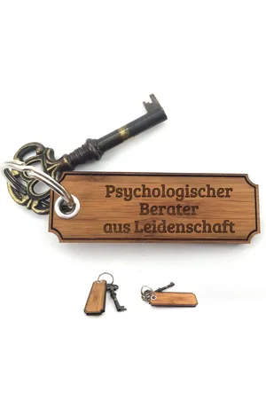 Mr. & Mrs. Panda Schlüsselanhänger Psychologischer Berater - Bambus - Geschenk, Taschenanhänger, Schenke (1-tlg), Mit Naturöl versiegelt - Verkäufer: