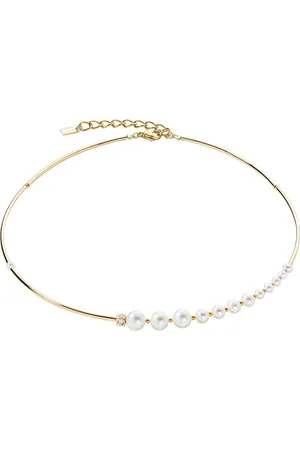COEUR DE LION Collier Schmuck Geschenk Edelstahl Asymmetrie Würfelkette, 1102/10-1416, Made in Germany - mit Kristallglas - mit Süßwasserzuchtperle
