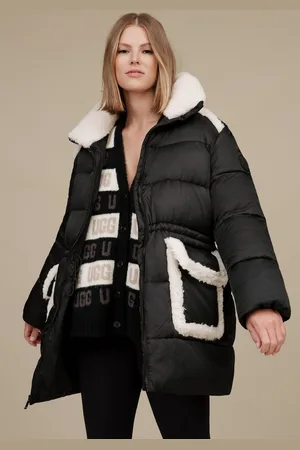 UGG Steppmantel W AMAL PLUSHSEAM PUFFER COAT mit Plüschapplikationen