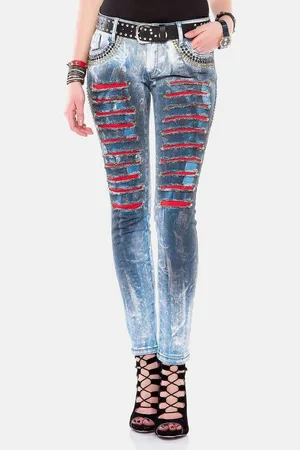 Cipo & Baxx Slim-fit-Jeans Jeans mit Nietenbesatz, WD-375