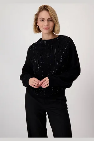 monari Stehkragenpullover mit Glitzersteinchen