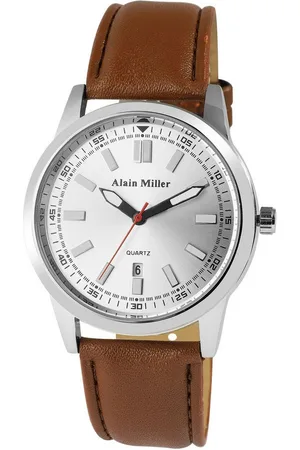 Alain Miller Quarzuhr 2900255 Herrenuhr mit Lederimitationsband, blau - Verkäufer: Shaghafi GmbH