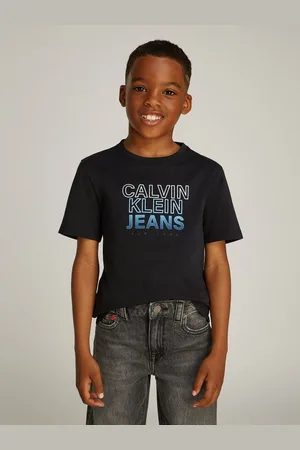Calvin Klein Rundhalsshirt GRADIENT FLOCK LOGO SS T-SHIRT für Kinder bis 16 Jahre mit Logoprägung
