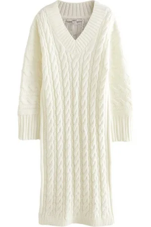 Next Strickkleid Midi-Strickkleid mit Zopfmuster und V-Ausschnitt (1-tlg) - Verkäufer: Germany GmbH