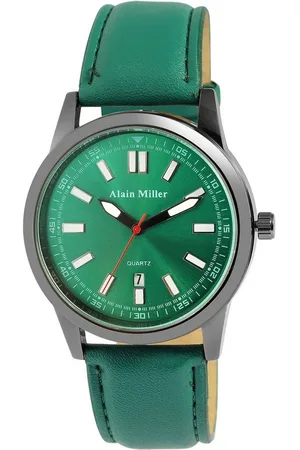 Alain Miller Quarzuhr 2900255 Herrenuhr mit Lederimitationsband, blau - Verkäufer: Shaghafi GmbH
