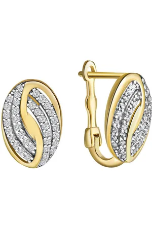 ELLEN K. Paar Creolen 585/- Gelbgold bicolor Zirkonia
