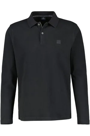 Lerros Langarm-Poloshirt mit Logo Stickerei