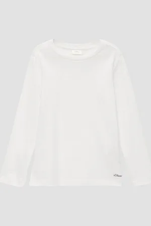 QS by s.Oliver Langarmshirt Baumwoll-Longsleeve mit kleinem Logo-Print - Verkäufer: