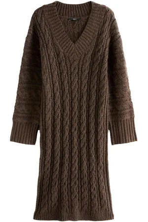 Next Strickkleid Midi-Strickkleid mit Zopfmuster und V-Ausschnitt (1-tlg) - Verkäufer: Germany GmbH