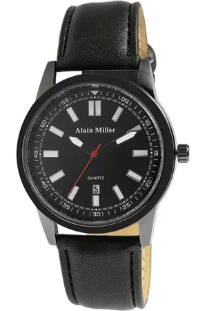 Alain Miller Quarzuhr 2900255 Herrenuhr mit Lederimitationsband, blau - Verkäufer: Shaghafi GmbH