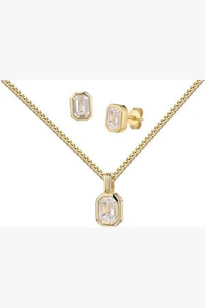 JEVELION Schmuckset Anhänger 585 Gold 2x Ohrstecker mit Zirkonia (Goldanhänger + Gold-Ohrschmuck, für Damen und Herren), Mit Kette vergoldet- Länge wählbar 36 - 70 cm oder ohne Kette. - Verkäufer:
