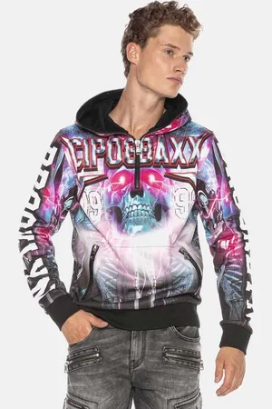 Cipo & Baxx Kapuzensweatshirt Sweatshirts mit auffälligem Allover-Printdesign, CL416