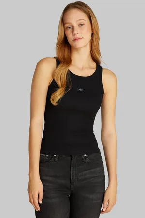Calvin Klein Tanktop WOVEN LABEL RIB TANK TOP mit Logodruck