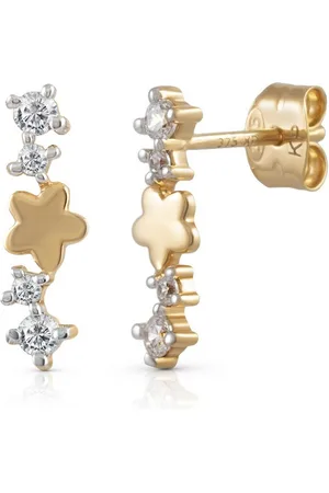 ELLEN K. Paar Ohrstecker 375 Gelbgold bicolor Blüte 8 Zirkonia