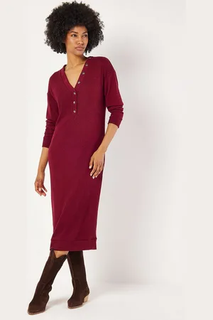 Apricot Strickkleid aus Rippstrick, mit Zierknöpfen - Verkäufer: