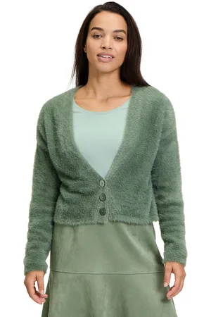 Cartoon Strickjacke Strick-Cardigan mit Knopfleiste (1-tlg) Rippbündchen