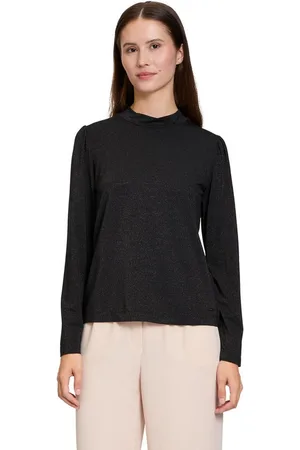 Betty & Co Kurzarmshirt Betty & Co Rollkragenshirt mit Lurexfaden (1-tlg) Glitzer