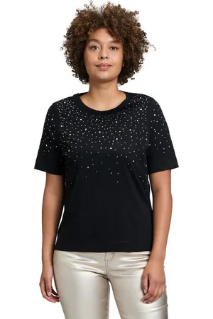 Cartoon Kurzarmshirt Casual-Shirt mit Rundhalsausschnitt (1-tlg) Glitzersteine