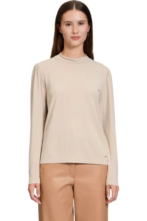 Betty & Co Kurzarmshirt Betty & Co Rollkragenshirt mit Lurexfaden (1-tlg) Glitzer