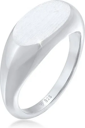 Elli Fingerring Siegelring Oval Glanz Geo Basic Trend 925 Silber, Siegelring - Verkäufer: JULIE & GRACE GmbH