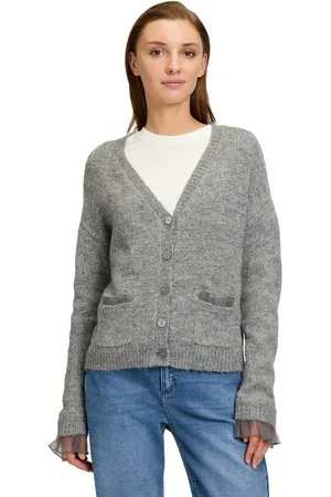 Cartoon Strickjacke Strick-Cardigan mit Knopfleiste (1-tlg) Rüschen