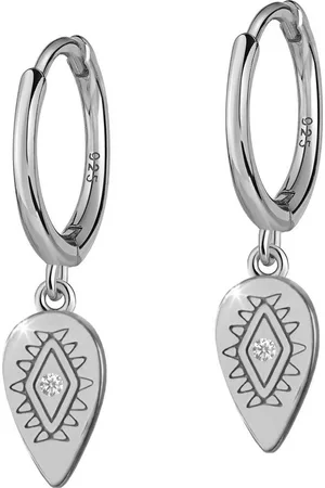 Firetti Paar Creolen Schmuck Geschenk Silber 925 Böser Blick Magisches Auge Nazar Auge, Made in Germany - mit Zirkonia (synth)
