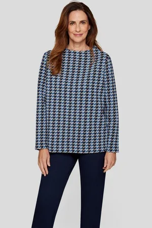 Rabe Sweatjacke Sweatshirt mit Hahnentrittmuster