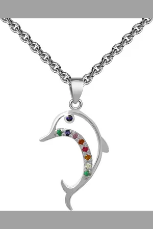 Firetti Kette mit Anhänger Schmuck Geschenk Silber 925 Halsschmuck Ankerkette Anhänger Delfin, Made in Germany - mit Zirkonia (synth)
