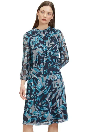 Betty & Co Sommerkleid Betty & Co Freizeitkleid mit 3/4 Arm Raffung